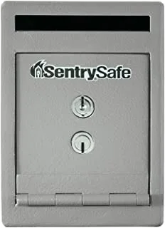 SentrySafe Depository Safe with Dual Key Lock, Steel Drop Slot for Offices and Businesses, Securely Store Cash, Deposits Valuables, 0.23 Cubic Feet, 8.5 x 6 12.3 Inches, UC-025K