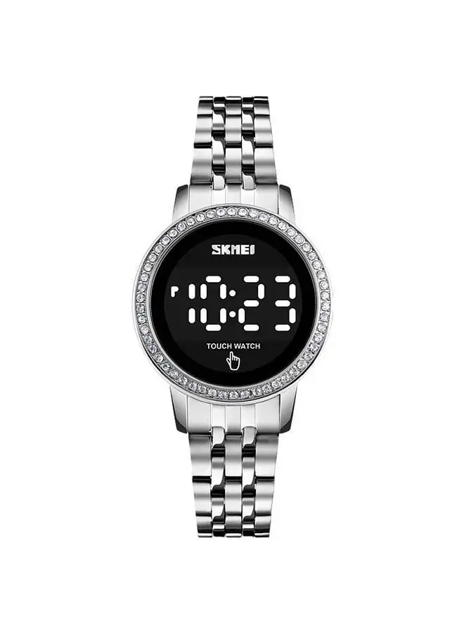 SKMEI Women's 1669 Diamond Display Touch Screen Stainless Steel Digital Watch