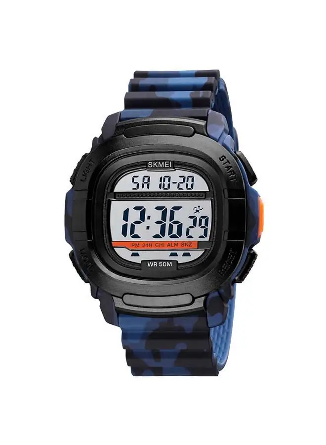 SKMEI Men's 1657 Sport LED Silicone Strap Back Light Chronograph Wristwatch - 49 mm - Blue Camouflage