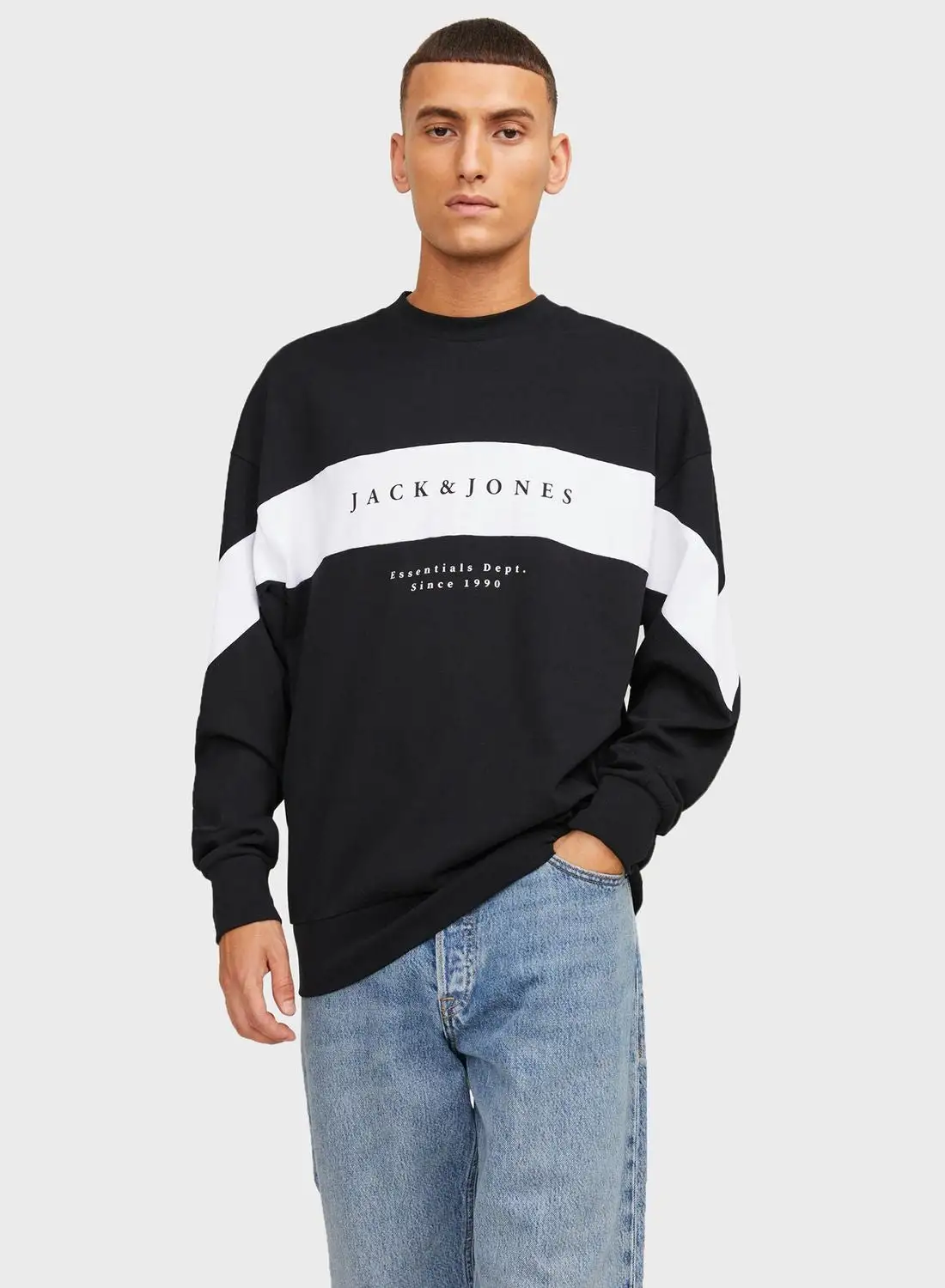 JACK & JONES Color Block Crew Neck  Sweatshirt