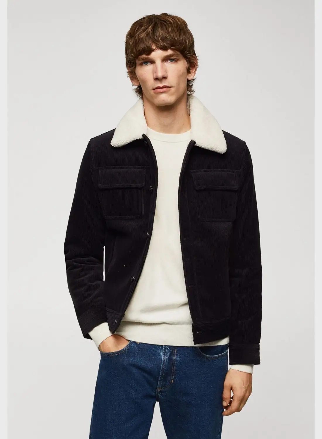 Mango Man Flap Pocket Faux Jacket