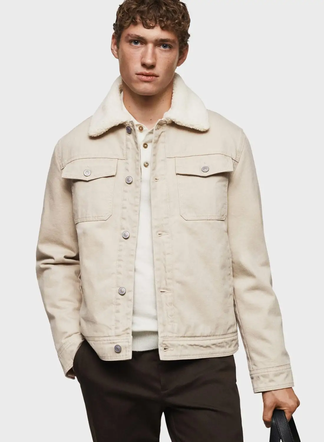 Mango Man Flap Pocket Denim Jacket