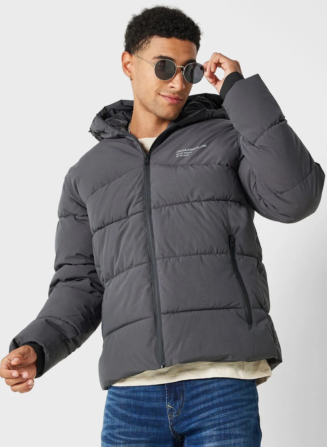 JACK & JONES Zip Through Puffer Jacket