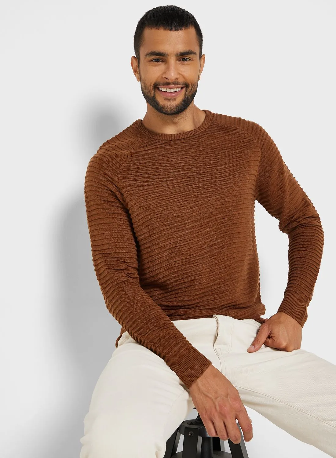 LC WAIKIKI Textured Crew Neck Knitted Sweater