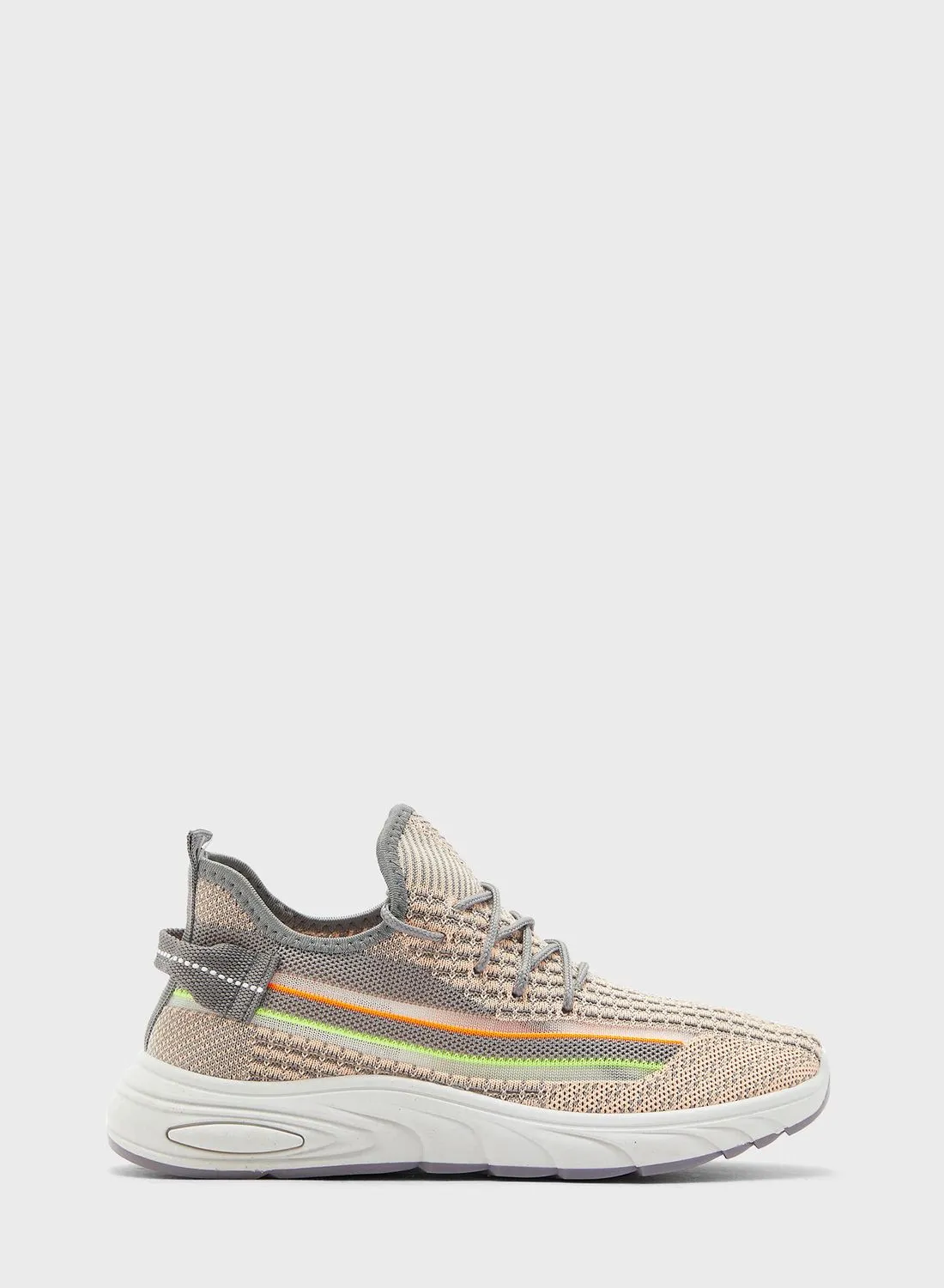 Ginger Rainbow Stripe Knit Lace Up Sneakers