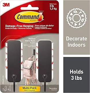 Command Medium Decorative Wall Hooks, Damage Free Hanging Hooks with Adhesive Strips, No Tools for Decorations in Living Spaces, 2 and 4 Strips