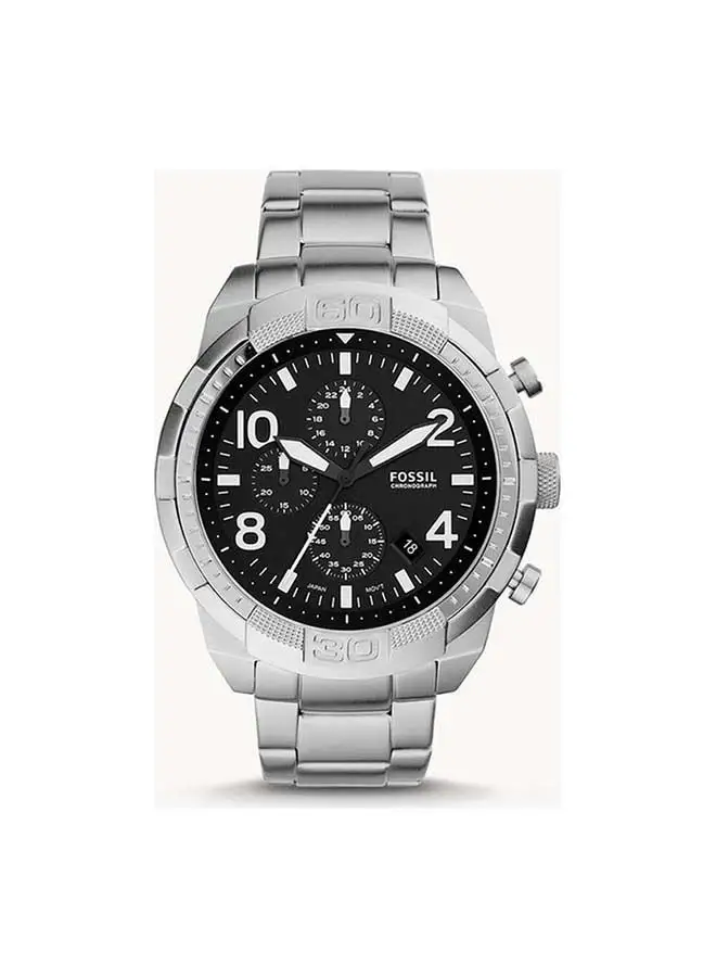 FOSSIL men Bronson Round Shape Stainless Steel Chronograph Wrist Watch - Silver - FS5710