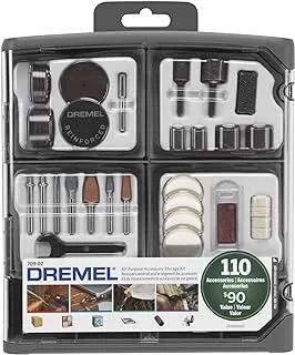 Dremel 709-02 110-Piece All-Purpose Rotary Tool Accessory Kit- Includes a Carving Bit, Sanding Drums, Grinding Stones, Cutting Discs, and a Storage Case, Gray