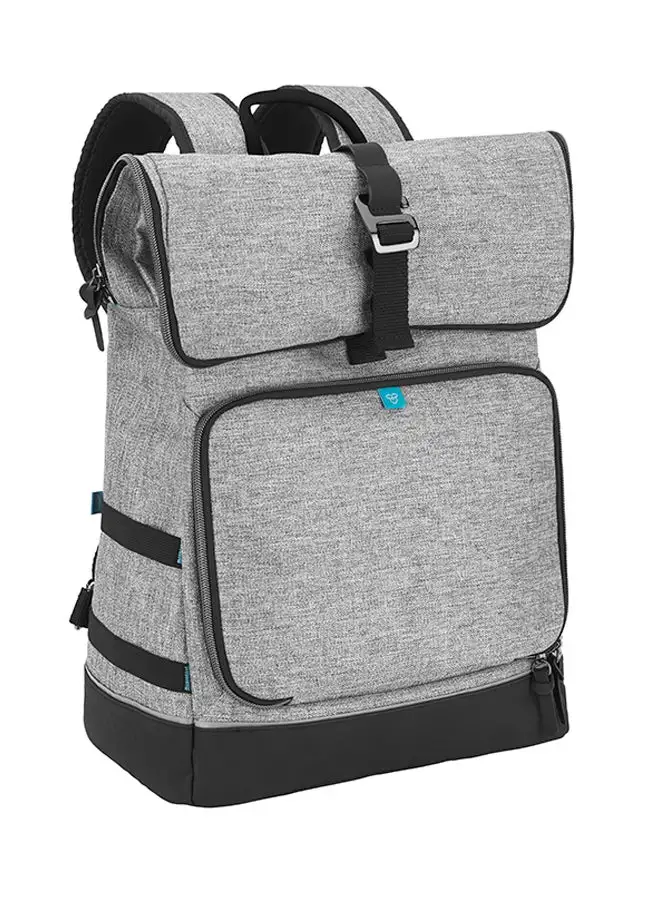 babymoov Sancy Diaper Bag Backpack, Unisex Back Pack With Heavy Duty Roll-Top Closure, Large Insulated Compartment With Changing Pad And Accessories - Smokey