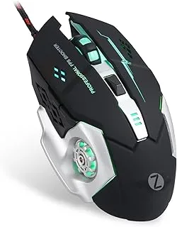 Zoook ZG-BOMBER - USB 6 Button Gaming Mouse, with LED Lights - Black with Silver frame