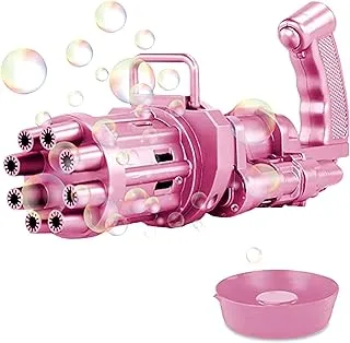 Electrical Mini Gatling Bubble Gun for Colorful Bubbles (Pink)