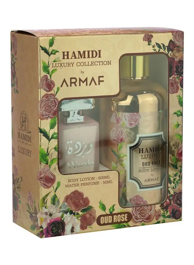 Armaf Set of Hamidi Luxury Oud Rose Perfume & Body Lotion 550ml