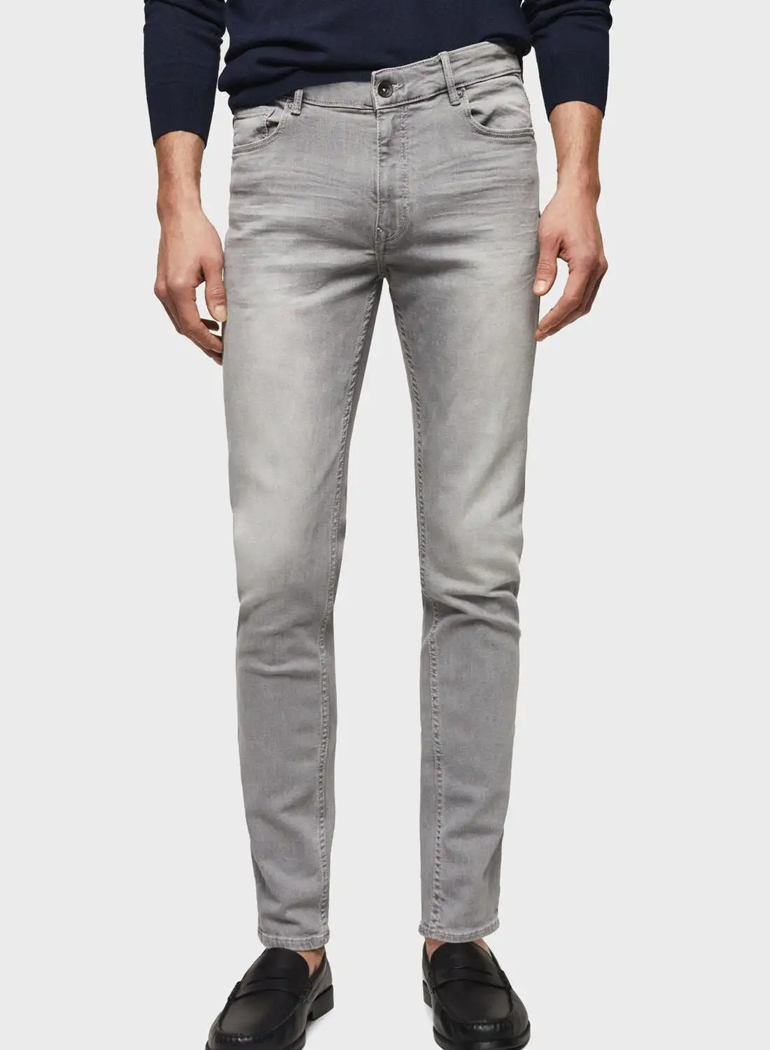 Mango Man Light Wash Skinny Fit Jeans