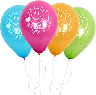 Fun® Helium Balloon 10inch - Smiley Face Get Well Soon Balloons Assorted Color For Friends And Family Wish Theme Party Supplies (Pack of 20)