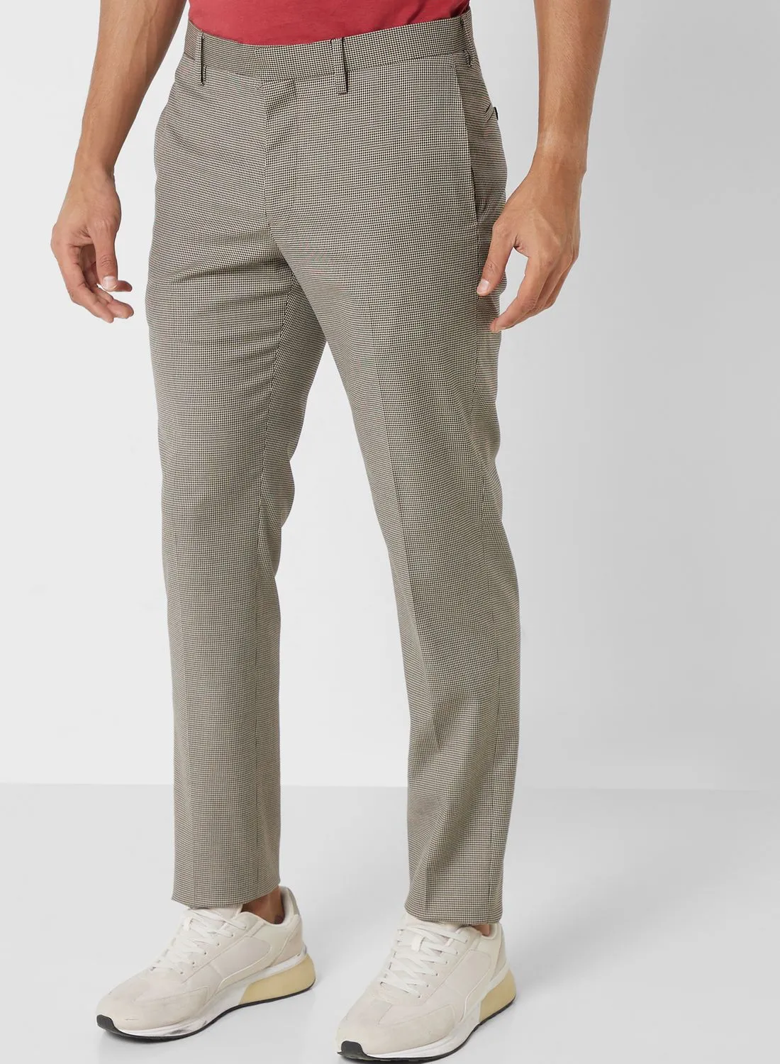 Mango Man Checked Slim Fit Pants