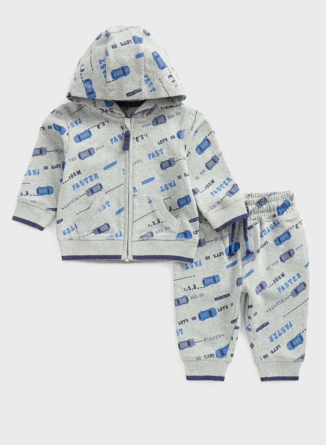 mothercare Infant Aop Zip Through Hoodie & Sweatpants Set