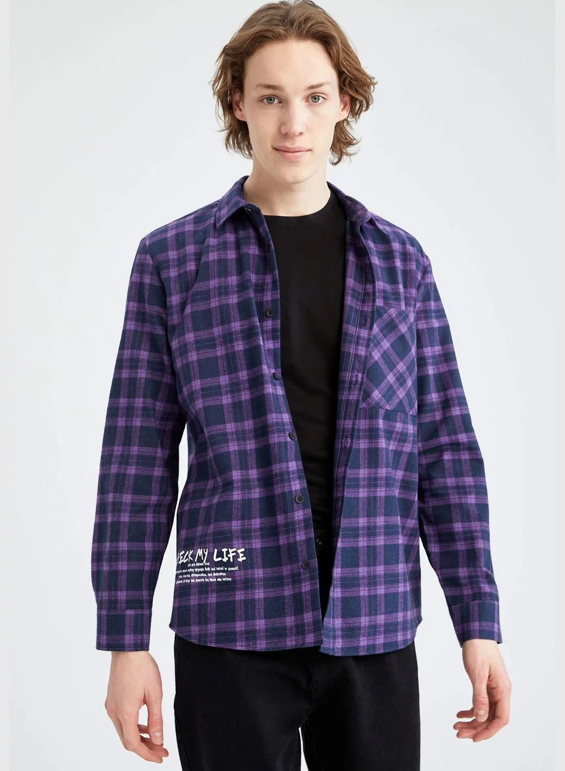 DeFacto Long Sleeve Check Print Shirt