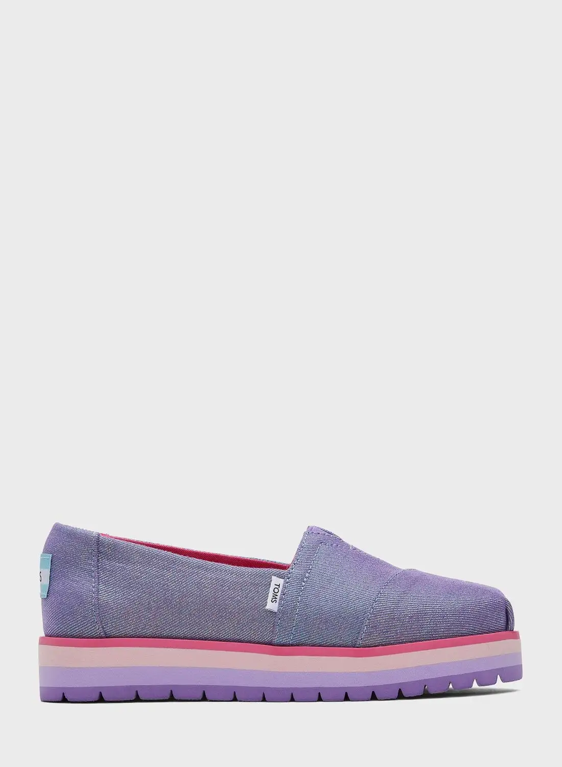 TOMS Youth Flower Glimmer Twill Alp Slip Ons