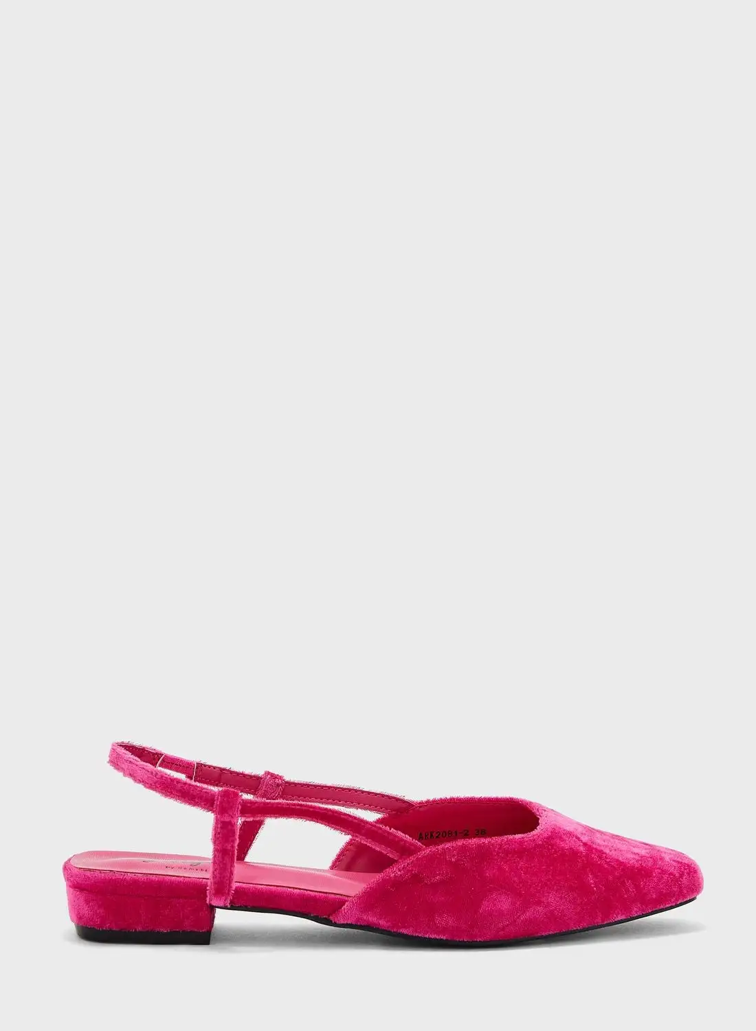 Ginger Velvet Square Toe Ankle Strap Ballerina