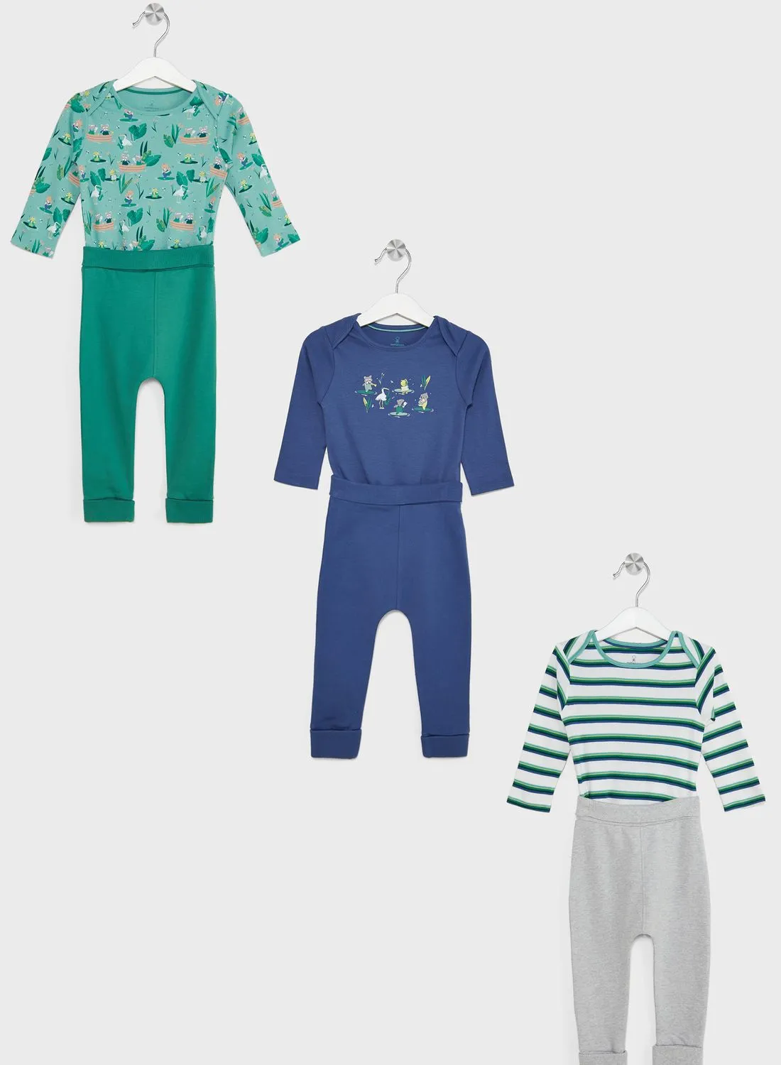 mothercare Infant 3 Pack Assorted Bodysuit & Sweatpants Set