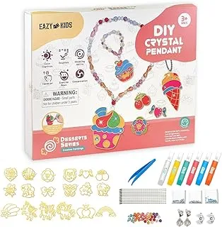 Eazy Kids DIY Kids Art & Craft Crystal Pendant Making & Coloring Set XL- Dessert