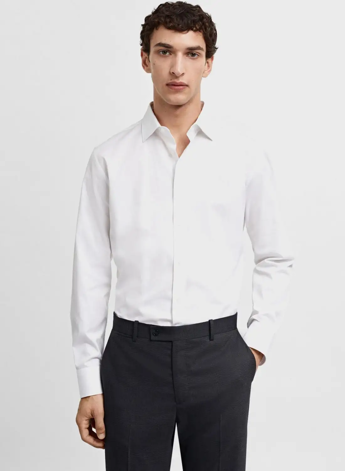 Mango Man Slim Fit Poplin Suit Shirt