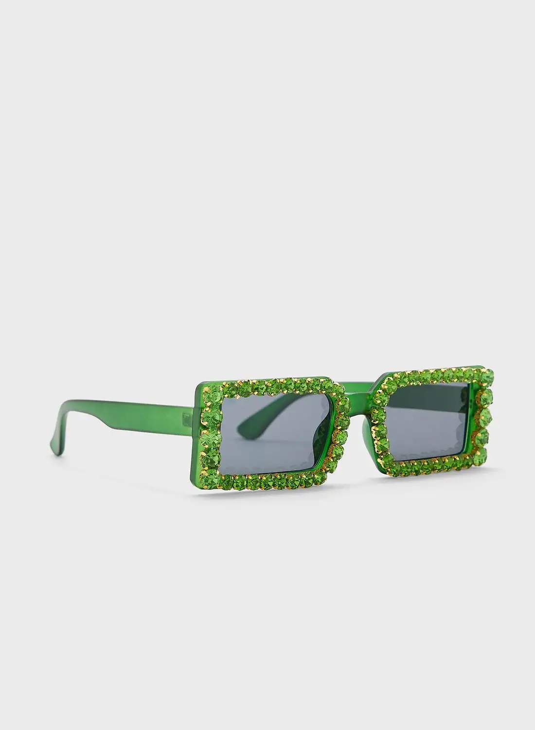 ELLA Rhinestone Detail Rectangular Sunglasses