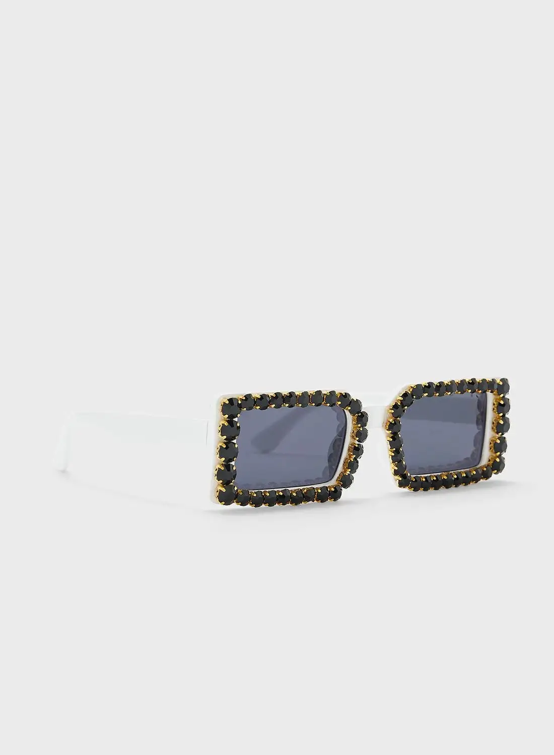 ELLA Rhinestone Detail Rectangular Sunglasses