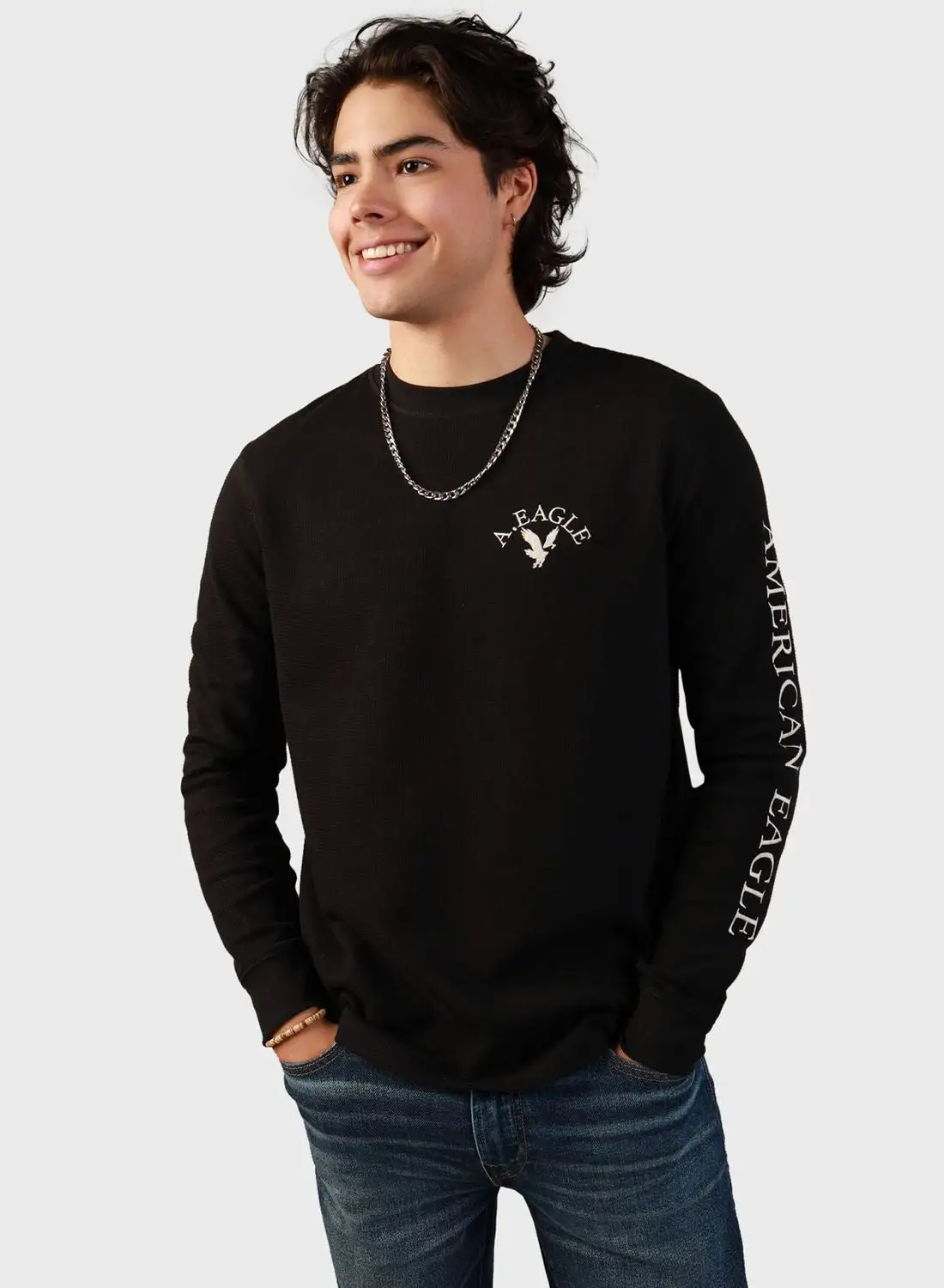 American Eagle Logo Graphic Thermal T-Shirt