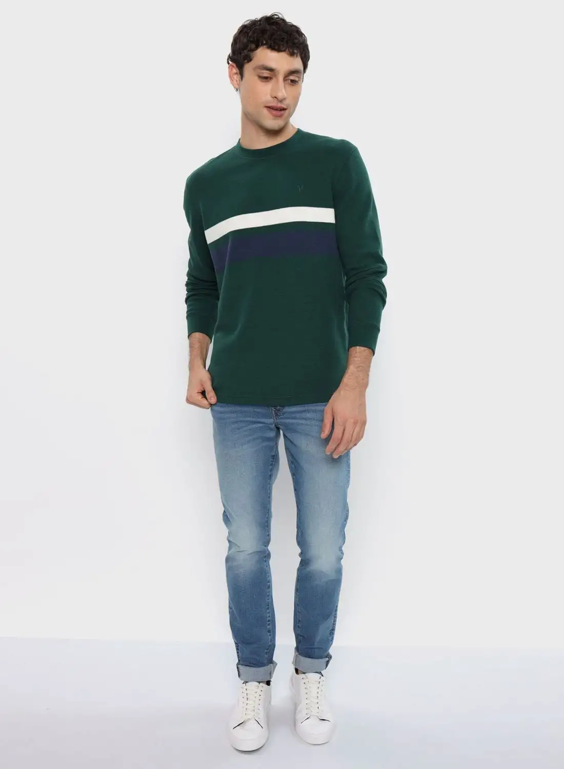 American Eagle Striped Crew Neck T- Shirt