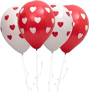 Fun® Helium Balloon 12inch - Assorted Red and White color Heart design Balloons Ideal for Wedding, Anniversary and Valentines Party Decorations and other celebrations (Pack of 20)