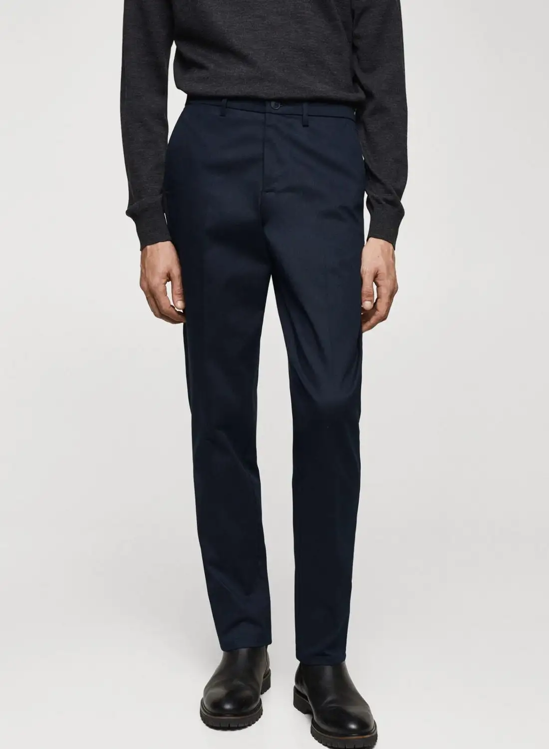 Mango Man Slim Fit Pleated Trousers