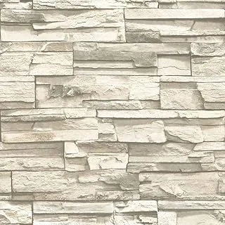 RoomMates RMK9026WP Natural Stacked Stone Peel and Stick Wallpaper