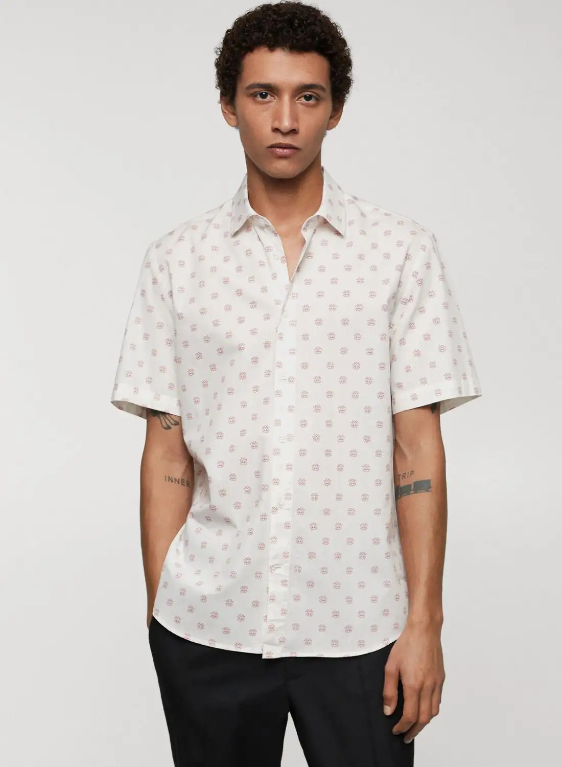 Mango Man Floral Print Regular Fit Shirt