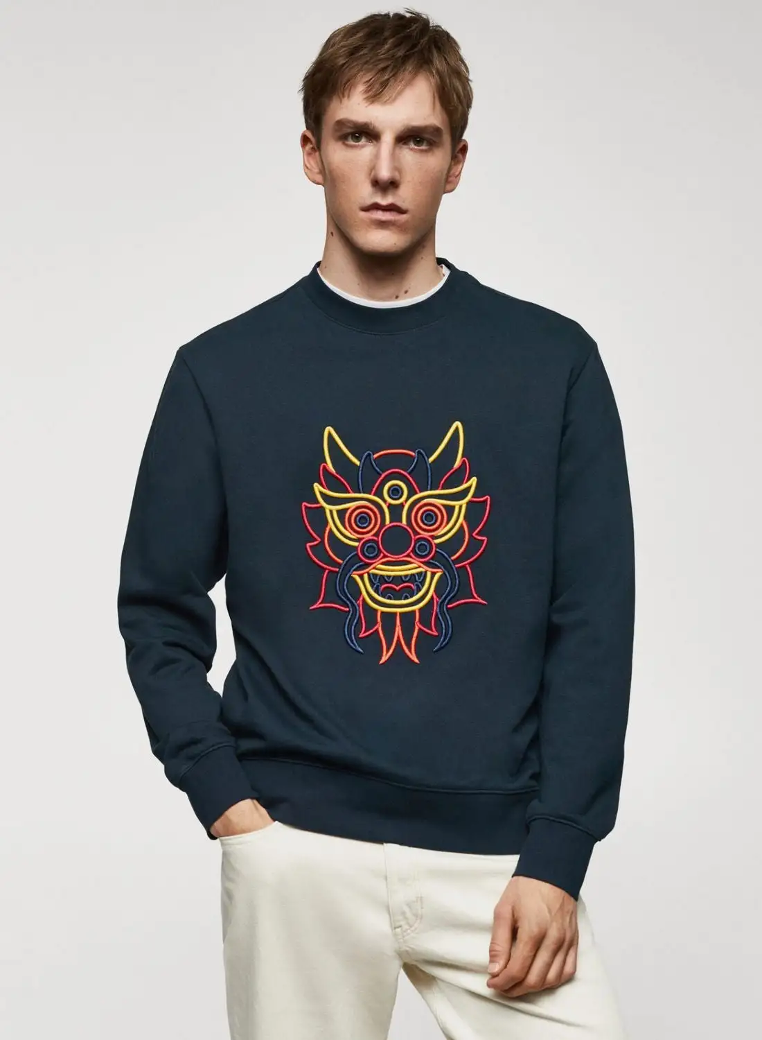 Mango Man Dragon Crew Neck Sweatshirt