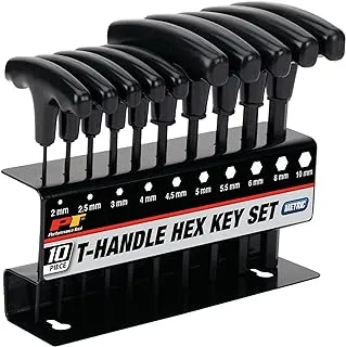 Performance Tool W80275 Metric T-Handle Hex Key Set, 10-Piece , Black