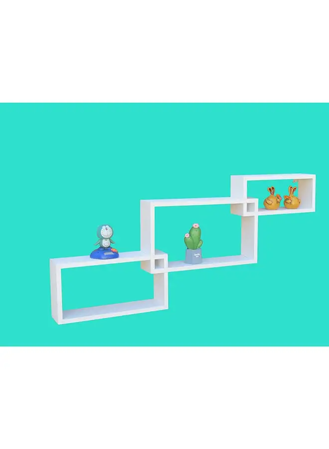 Feelings FLOATING WALL SHELVES INTERLOCKED 3PCS SET WHITE SIZE: 104x9.8x47cm, 34x9.5x15cm/39x9.5x20cm/44x9.5x25cm