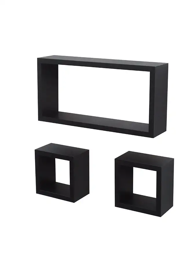 Feelings FLOATING WALL SHELVES CUBOID 3PCS SET BLACK SIZE:  40x20x90CM/ 15x15x90CM/ 15x15x90CM