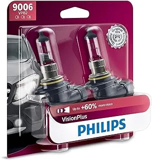 Philips 9006 VisionPlus Upgrade Headlight Bulb with up to 60% More Vision, 2 Count (Pack of 1)