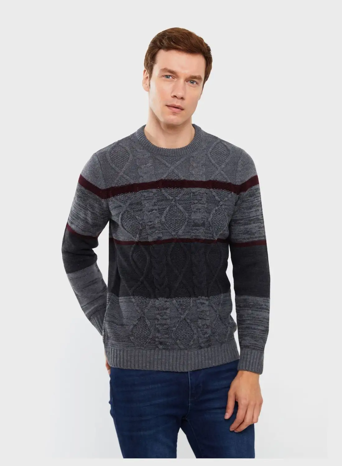 LC WAIKIKI Color Block Knitted Sweater