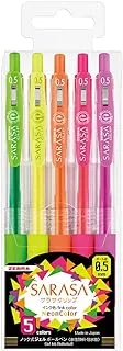 Zebra Technologies Sarasa Clip Ballpoint Pen, 5 Neon Colors Set, 0.5mm (JJ15-5C-NO)