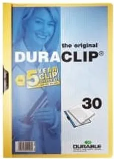 ملف مشبك متين Duraclip 2200/04 لـ1-30 ورقة مقاس A4 - أصفر