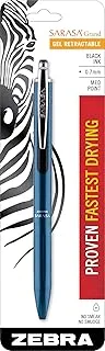 Sarasa Grand Retractable Gel Ink Pen, Turquoise Barrel, Medium Point, 0.7mm, Black Ink, 1-Count