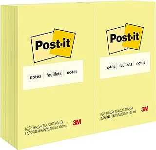 Post-it Notes Canary Yellow 659 4 x 6 in (101 x 152 mm), 12 pads/pack | Yellow Color | Sticky Notes | For Note Taking, To Do Lists and Reminders | Clean Removal | Recyclable | 100 sheets/pad