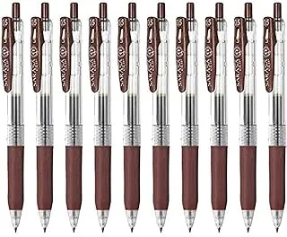 Zebra Sarasa Clip Retractable Gel Ink Pen, Rubber Grip, 0.5mm, Brown Ink, Value Set of 10