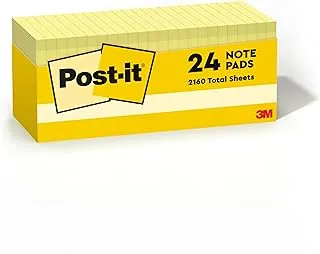 Post-it Notes 3 in x 3 in, 24 Pads, America's’s #1 Favorite Sticky Notes, Canary Yellow, Clean Removal, Recyclable (654-24CP)