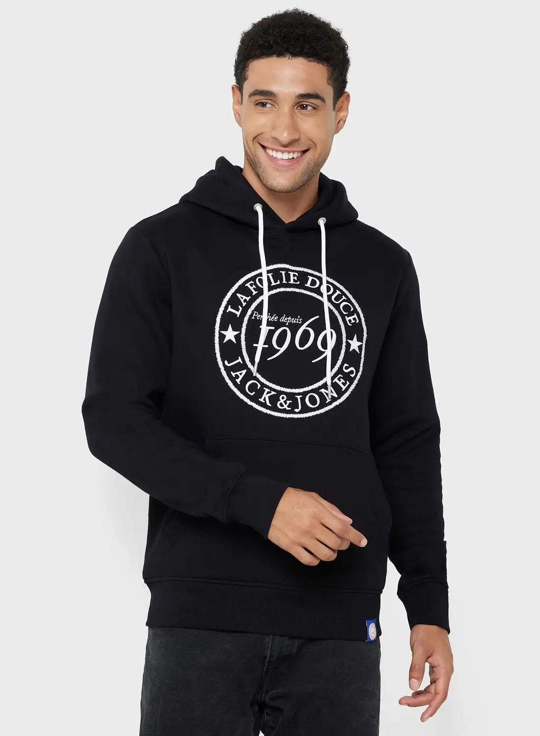 JACK & JONES Text Print Hoodie