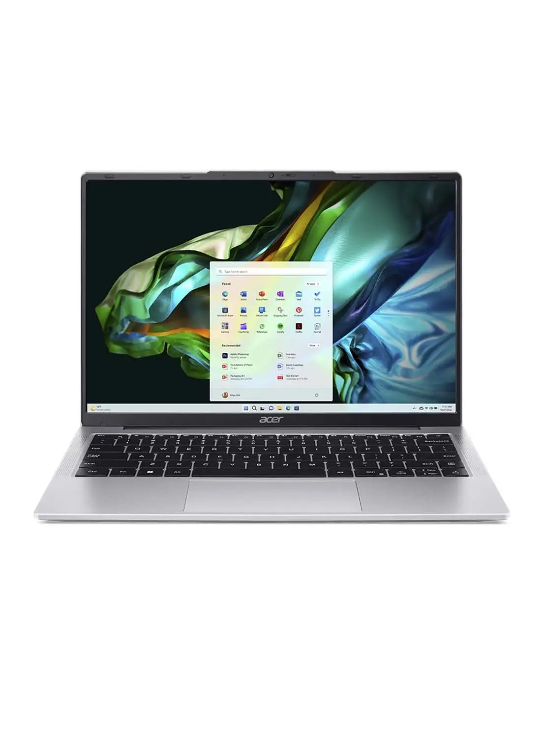 Acer Aspire Lite AL14 Notebook With 14-Inch Display, Core i3-N300 Processor/8GB RAM/512GB SSD/Intel UHD Graphics/Windows 11 Home English/Arabic Silver