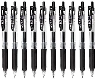 Zebra Sarasa Clip 1.0 Retractable Gel Ink Pen, Rubber Grip, 1.0mm, Black Ink, Value Set of 10