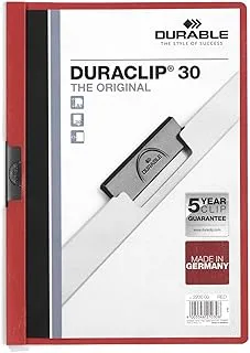 DURACLIP 30 A4 Clip Folder | Holds Up-to Sheets of Paper Robust Metal Sprung Pack 25 Red Coloured Files